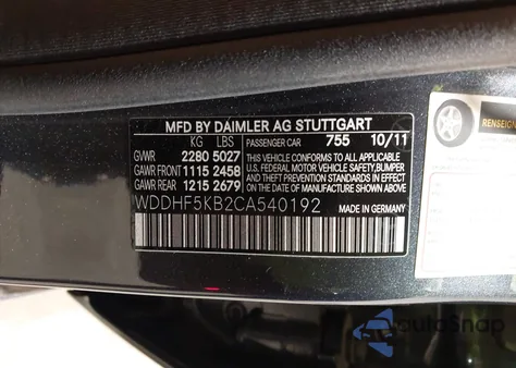 2012 Mercedes-Benz E 350 из США, поврежденный, VIN WDDHF5KB2CA540192